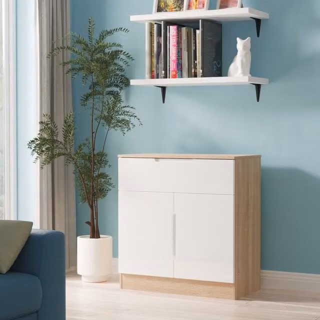 2 U Lucca Ready Assembled 1 Drawer 2 Door Sideboard in Light Oak