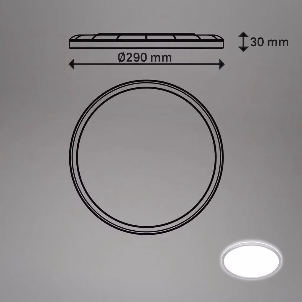 Briloner LED Ceiling Lamp with Indirect Light, IP44 Splash Water Protection, Matt Chrome/Silver, W/D/H: 29 x 29 x 4 cm – 5