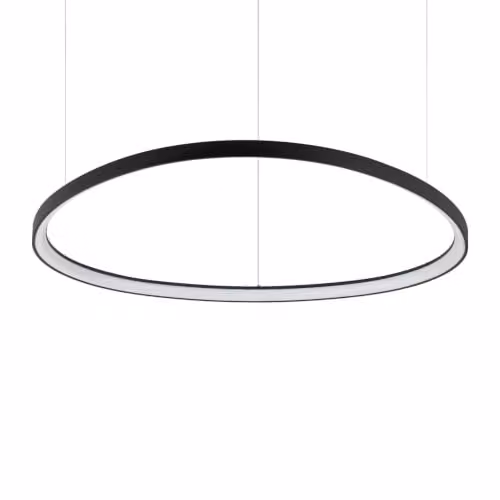 Ideal Lux Gemini 105cm LED Integrated Ring Pendant Ceiling Light in Black with Warm White 2700K – 1