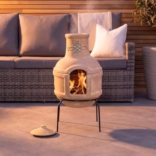 Charles Bentley Terracotta Clay Chiminea BBQ Grill, Height: 75 cm, Width: 35 cm – 3