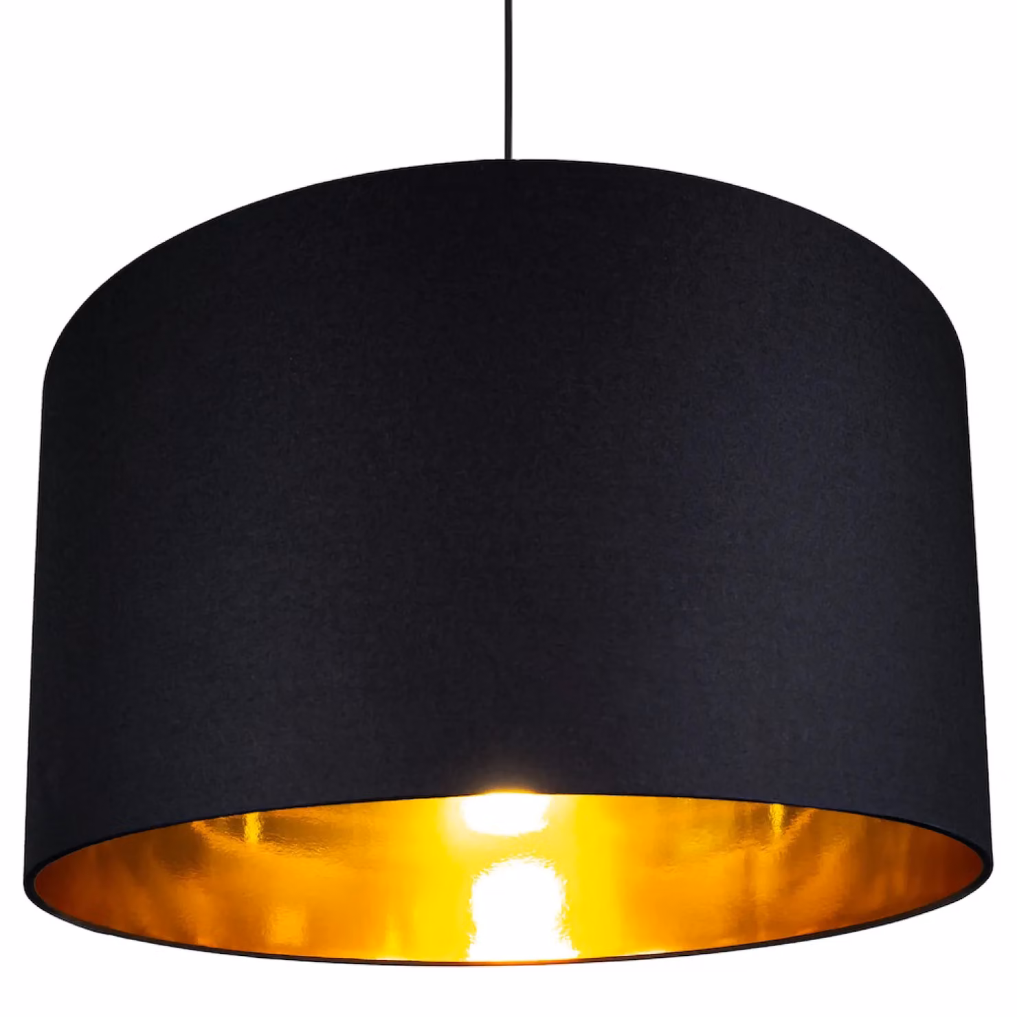 Happy Homewares Contemporary Round Cotton Lamp Shade in Black with Shiny Paper Inner, Diameter: 30.48 cm – 2