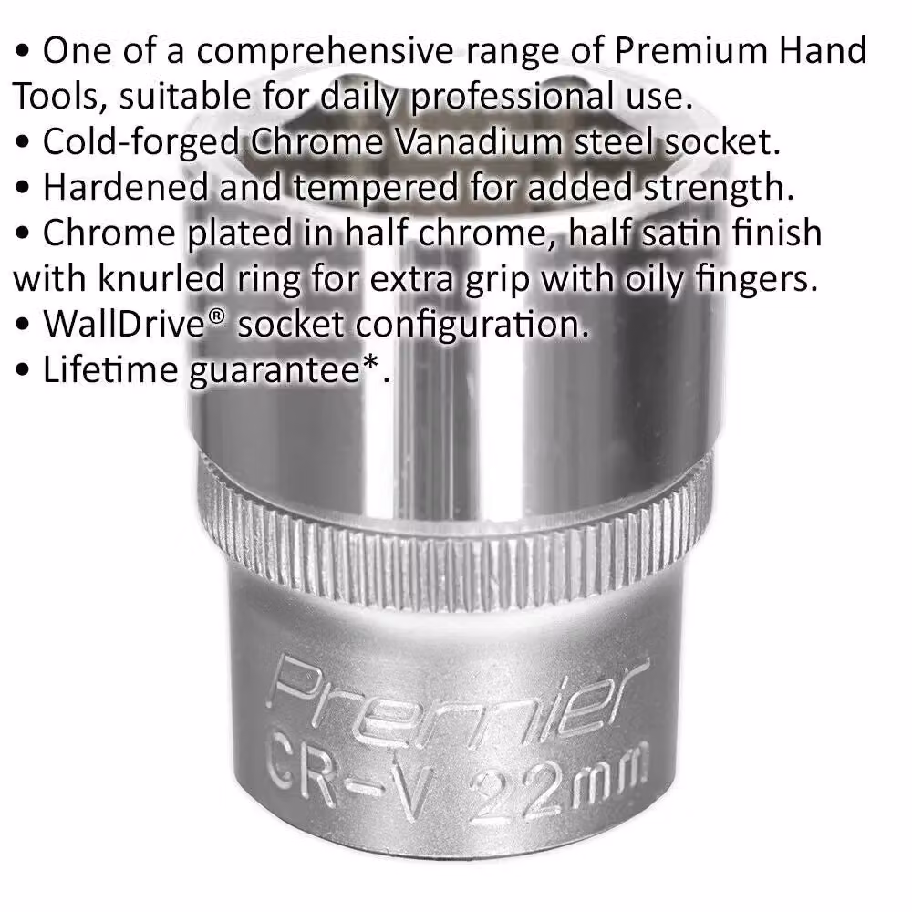 Loops 22mm Steel Drive Socket 1/2 inch Square Drive Chrome Vanadium Wrench Socket in Silver – 2