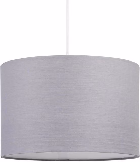 First Choice Lighting Grey Fabric Cylinder Ceiling Light Shade, Diameter: 25 cm