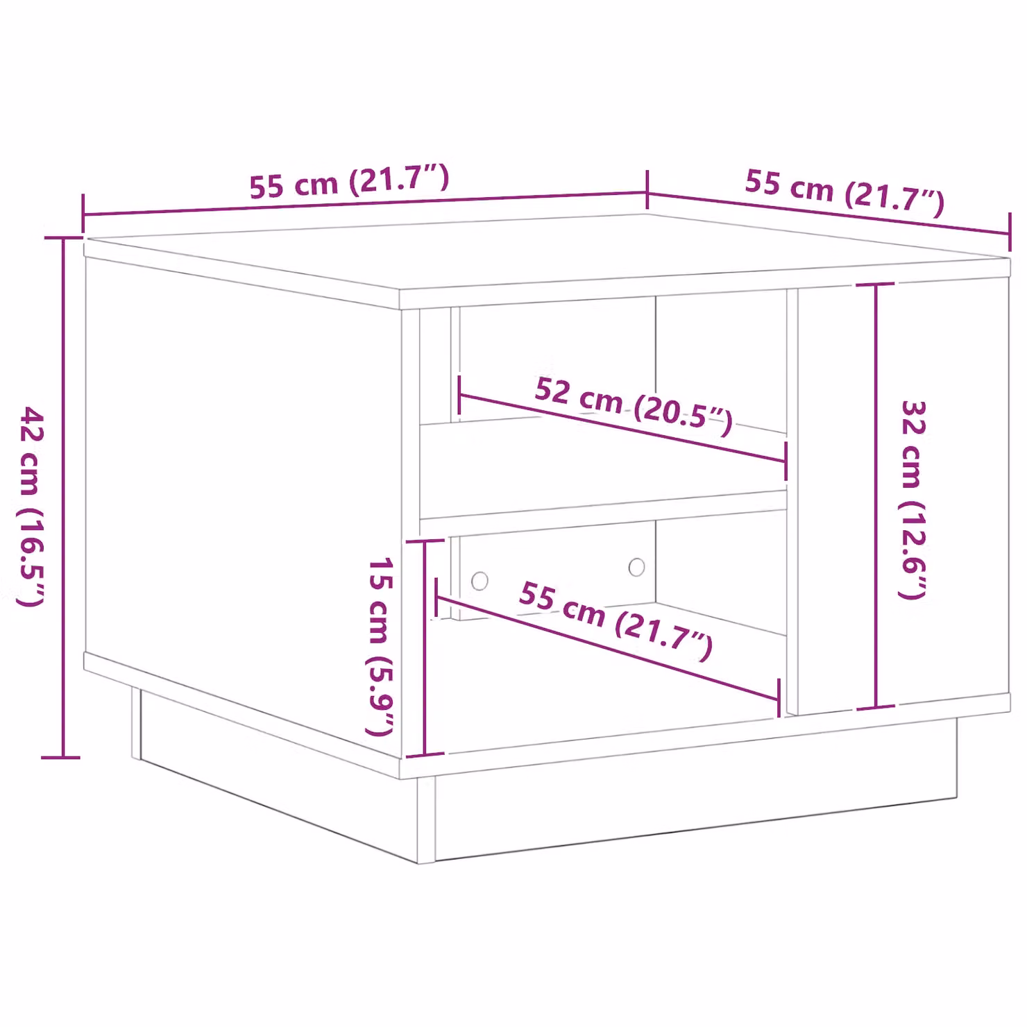 Berkfield Home Black Oak Coffee Table, W/D/H: 55 x 55 x 42 cm – 5