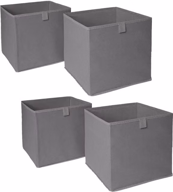 OHS Foldable Fabric and Cardboard Cube Storage Boxes in Grey