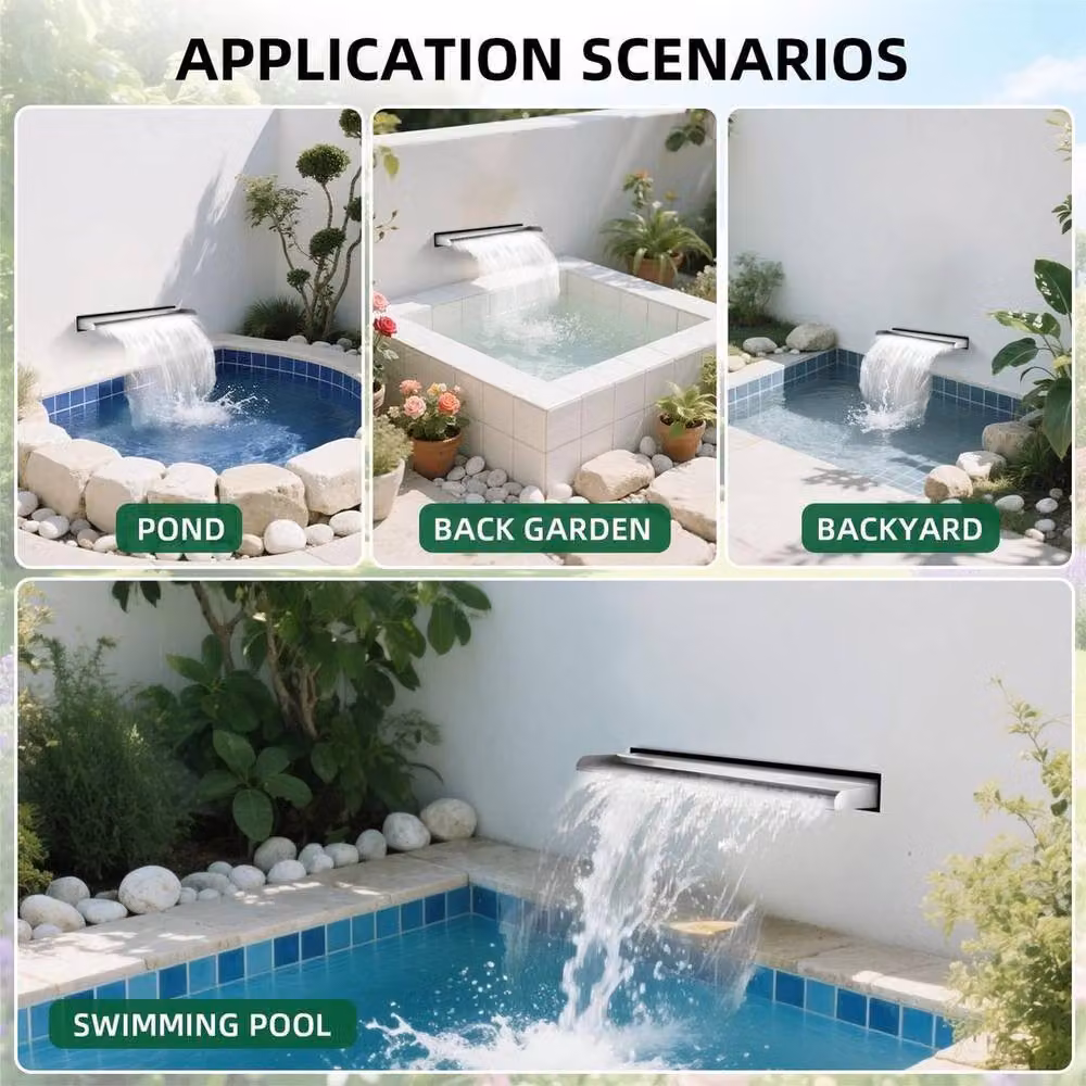 NESTLUNE Silver Stainless Steel Cascade Pond Waterfall Fountain, 30 cm – 2