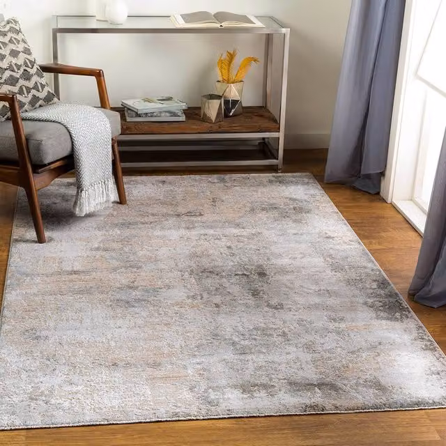 Livabliss Brunswick Modern Abstract Marble Living Room Rug with Fringes in Beige, Grey and Blue, W: 200 cm, D: 290 cm