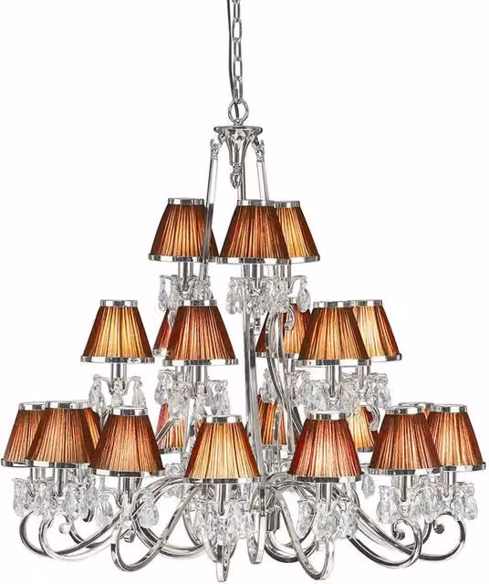 Interiors 1900 Oksana 21 Light Multi Arm Chandelier in Silver and Grey with Crystal and Metal Details, E14