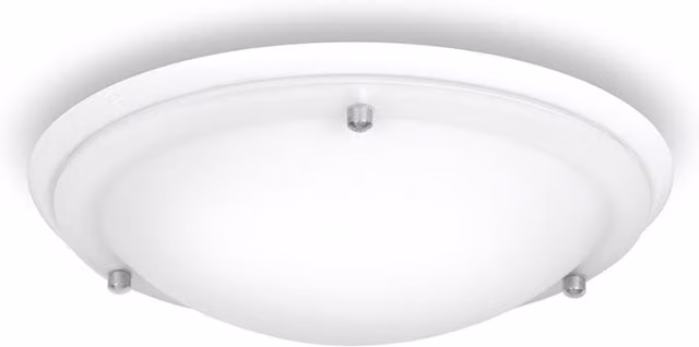 ValueLights Round Flush Ceiling Light in White and Chrome with Warm White Bulb, IP44 Rated