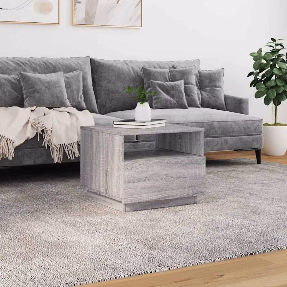 Berkfield Home Modern Coffee Table with LED Lights in Grey Sonoma, W: 50 cm, D: 49 cm, H: 40 cm – 3