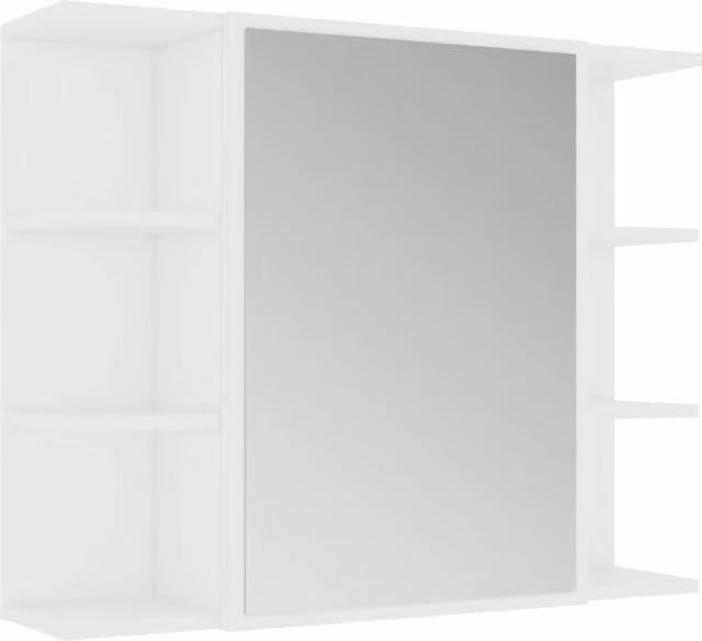 Berkfield Home White Modern Bathroom Mirror Cabinet with Hinged Doors, W/D/H: 80 x 20.5 x 64 cm