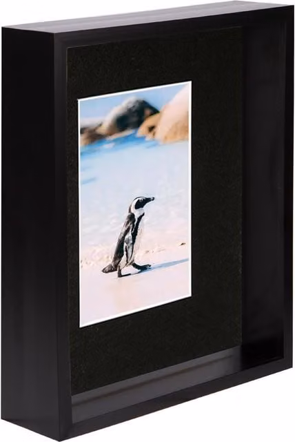 Nicola Spring Black 3D Deep Box Photo Frame with 4 x 6 inch Mount, W/D/H: 20.32 x 25.4 x 5.08 cm