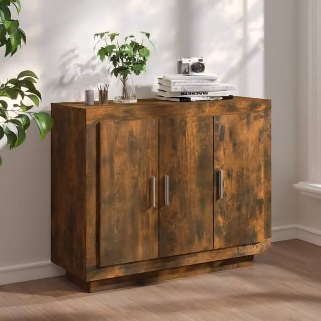 Berkfield Home Smoked Oak Sideboard in Brown, W: 92 cm, D: 35 cm, H: 75 cm