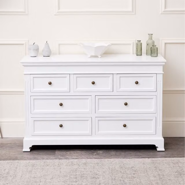 Melody Maison Classic Lacquered White Bedroom Chest of Drawers