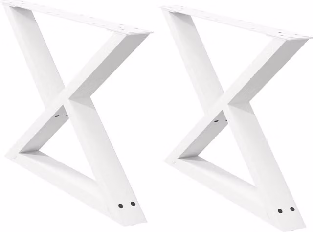 Berkfield Home Steel Coffee Table Legs, 2 Pieces, White, H: 70 cm, W: 42-43.3 cm