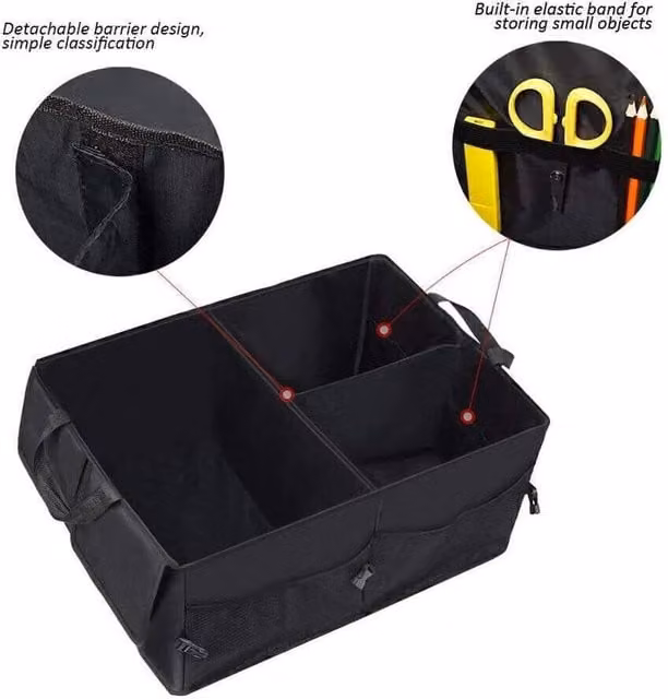 NESTLUNE Foldable and Portable Heavy Duty Car Boot Organiser in Black