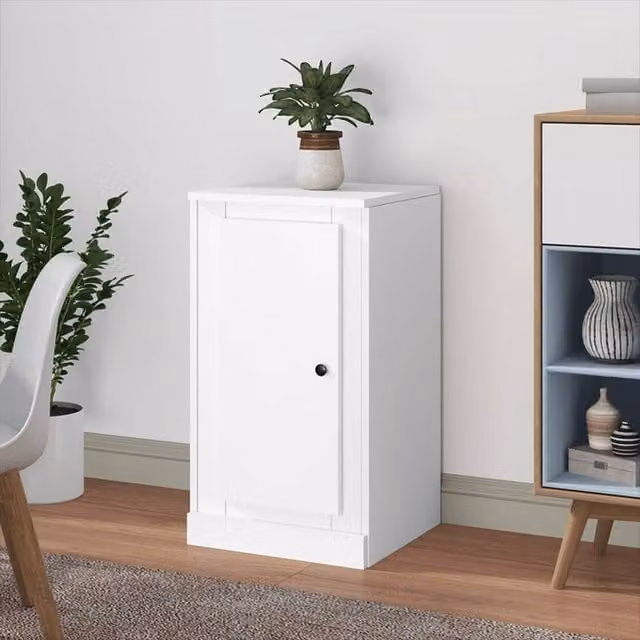 Berkfield Home White Classic Sideboard in MDF, W/D/H: 37.5 x 35.5 x 67.5 cm