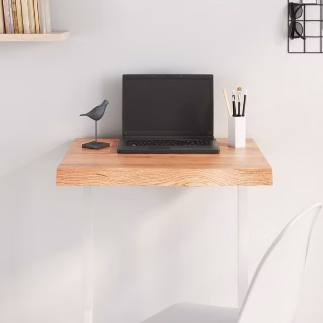 Berkfield Home Light Brown Treated Solid Oak Table Top Dining Table, W: 60 cm, D: 40 cm, H: 2-6 cm