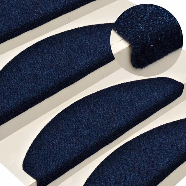 Berkfield Home Self-adhesive Stair Mats, 10 Pieces, Navy Blue, W/D/H: 56 x 17 x 3 cm