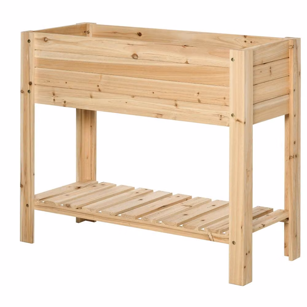 Outsunny Wooden Raised Garden Bed in Brown, W/D/H: 80 x 40 x 84 cm – 2