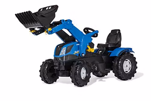 Rolly Toys New Holland Blue Pedal Tractor with Front Loader and Leather Seat