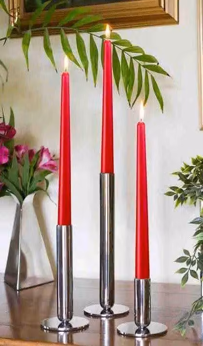 Silver Editions Ionic Large Metal Taper Candlestick in Silver, Height: 23 cm – 2