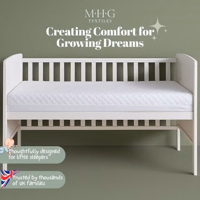 MHG Textiles Eco Friendly Hypoallergenic and Breathable Cot Bed Mattress, White, W: 140 cm, H: 15 cm