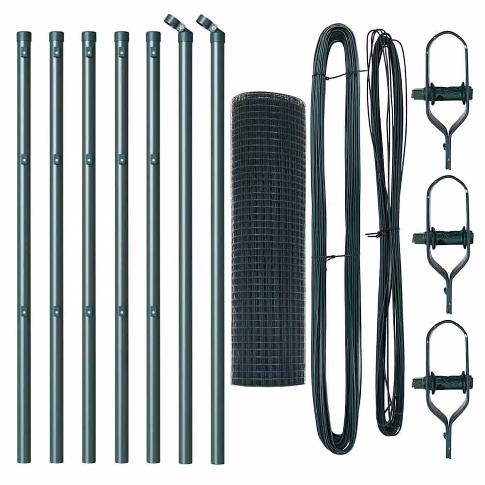 Berkfield Home Green Welded Wire Fence with 7 Posts, Steel, 0.8 x 10 m – 4
