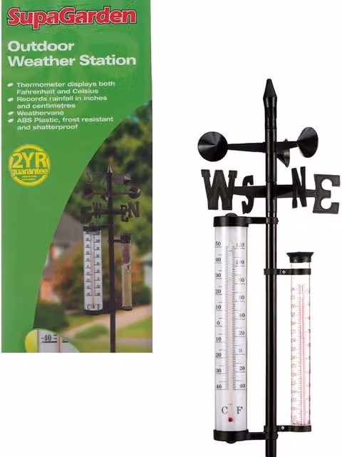 SupaGarden Outdoor Weather Station in Red and Black