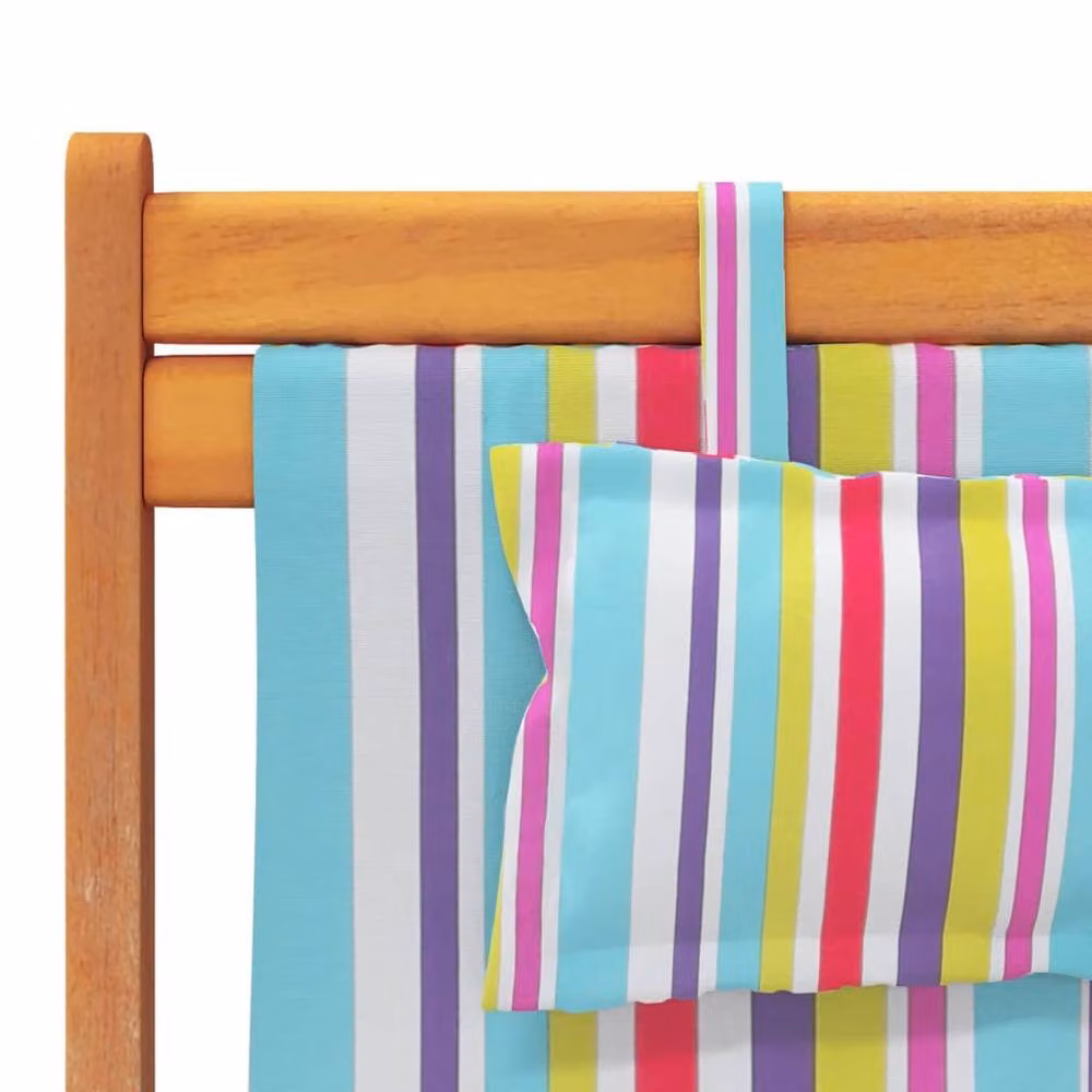 Berkfield Home Set of 2 Multicolour Folding Beach Chairs with UV-Resistant Fabric and Treated Hardwood Frame – 2