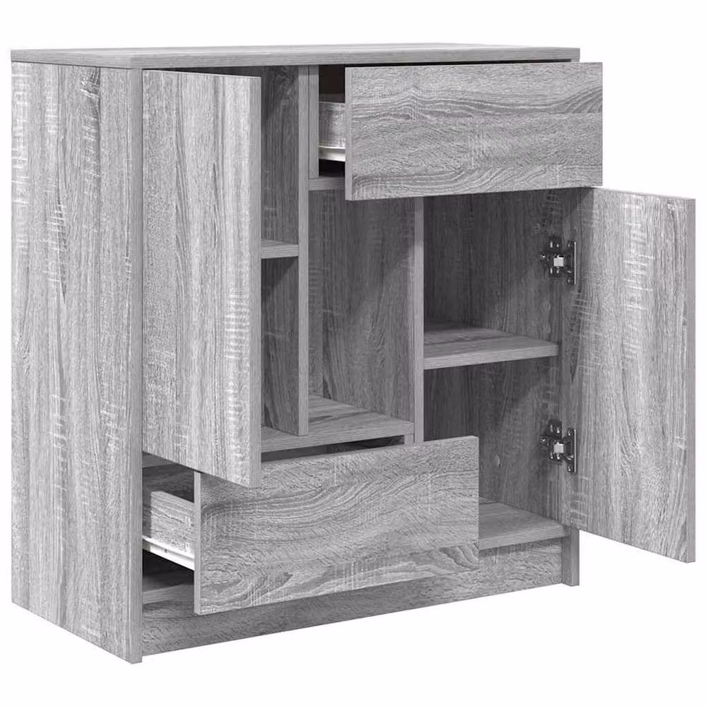 Berkfield Home Modern Sideboard with Drawers and Doors in Grey, W/D/H: 70.5 x 34 x 74.5 cm – 2