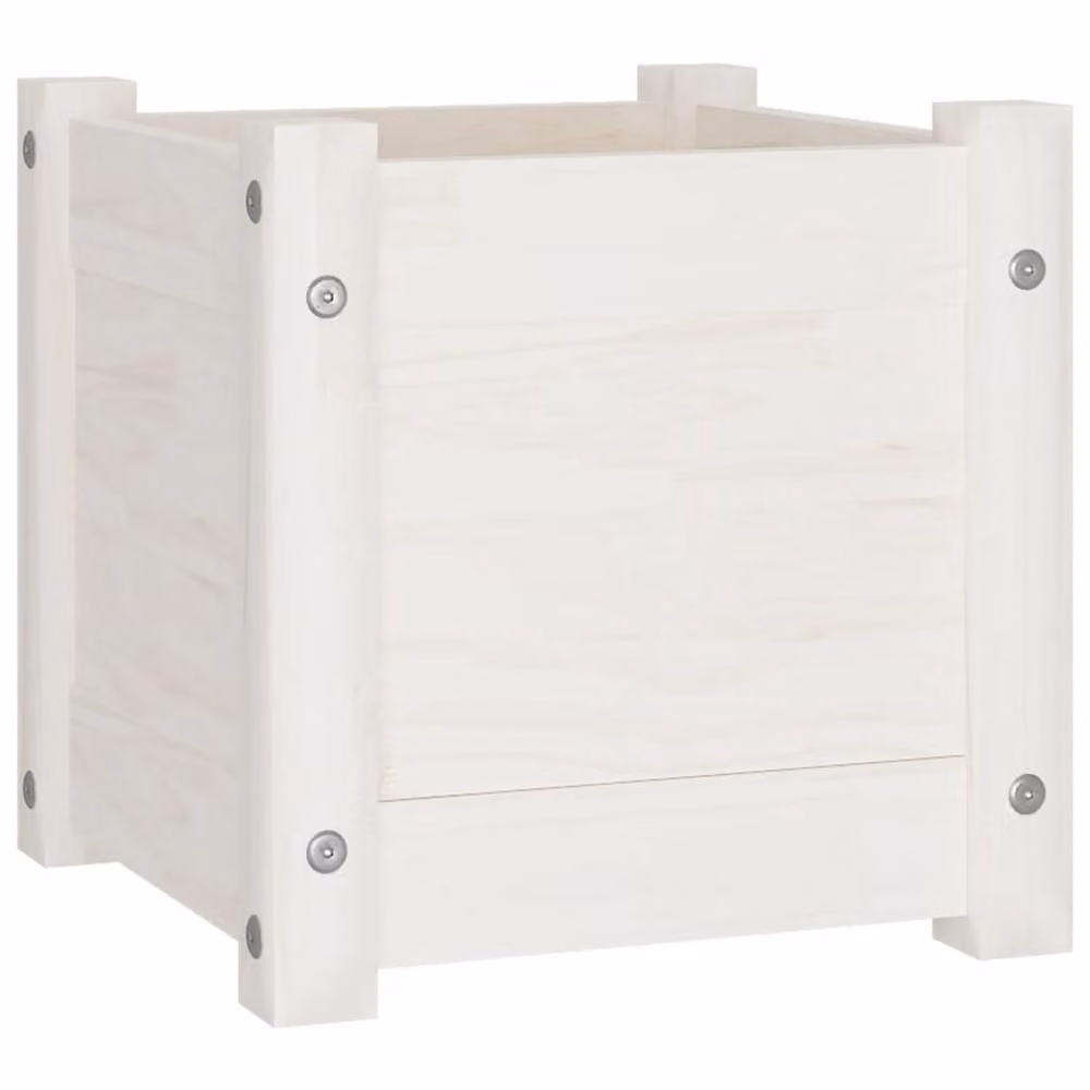 Berkfield Home Beautiful Garden Planter in White Solid Pinewood, W/D/H: 31 x 31 x 31 cm – 3