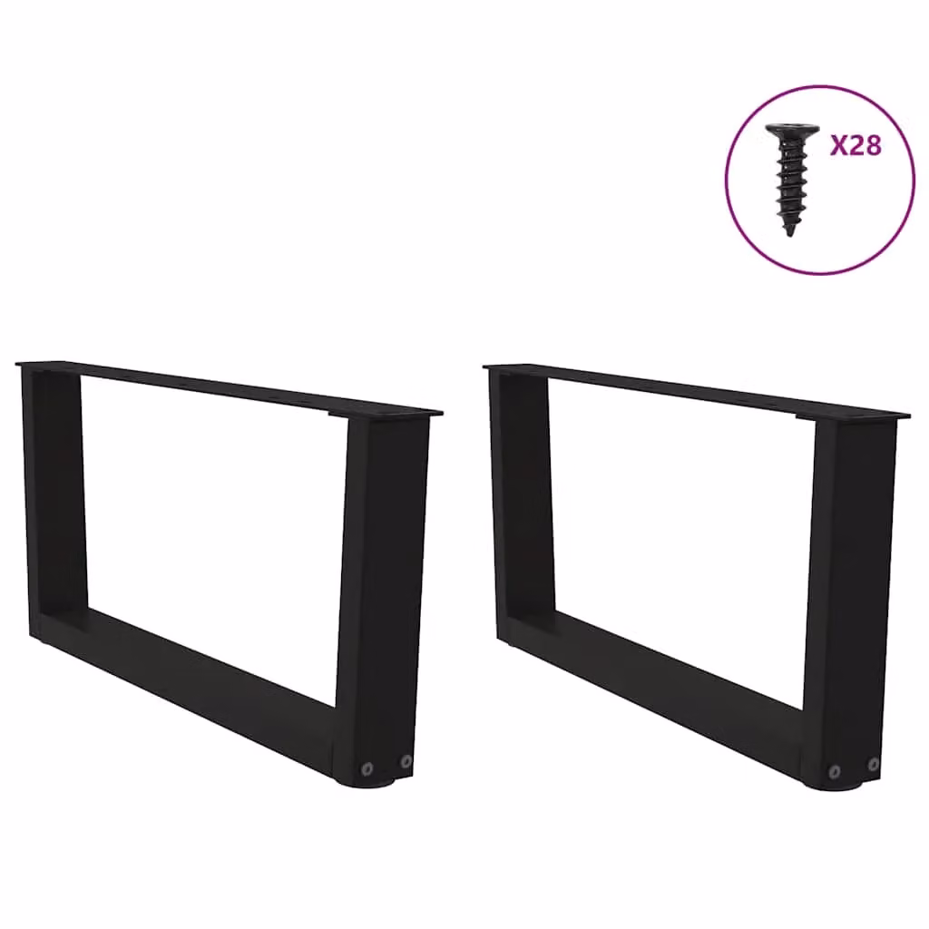 Berkfield Home V-Shape Dining Table Legs, 2 Pieces, Black Steel, H: 70 cm, W: 30-31.3 cm – 2