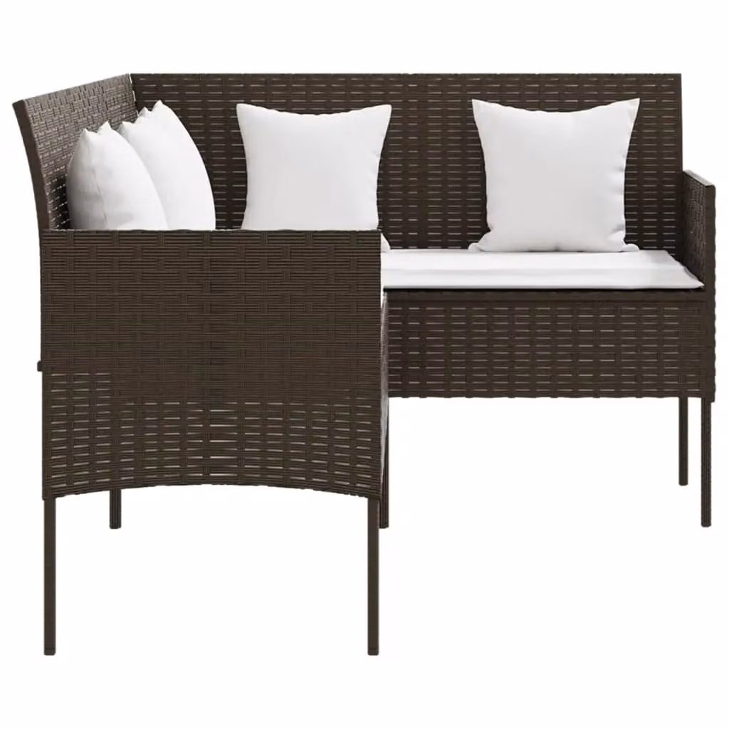 Berkfield Home Modern L-shaped Poly Rattan Sofa with Cushions in Brown – 3