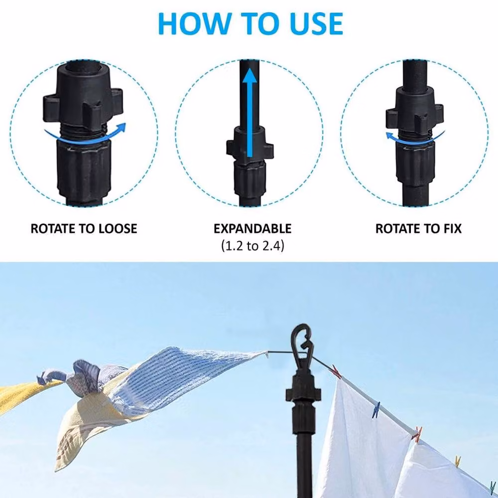 FLAVORA 4-Piece Extending Clothes Prop Washing Line Pole in Black – 3