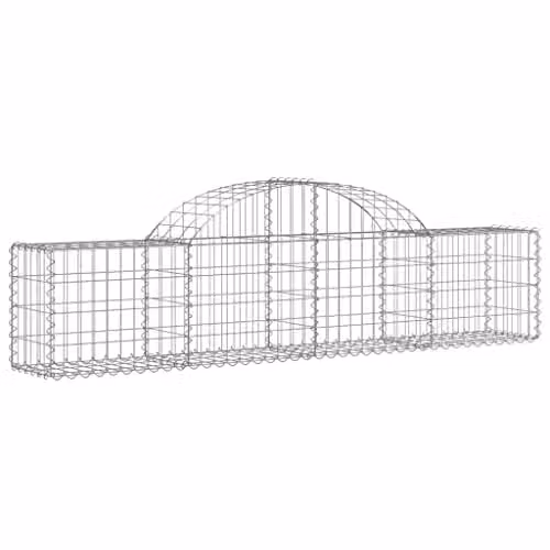 vidaXL Set of 8 Arched Gabion Baskets in Silver Galvanised Steel, W/D/H: 200 x 30 x 40/60 cm – 1