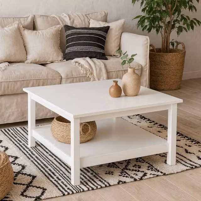 Wyld Haus Wildberry Modern Square Wooden Coffee Table in Matt White – 1