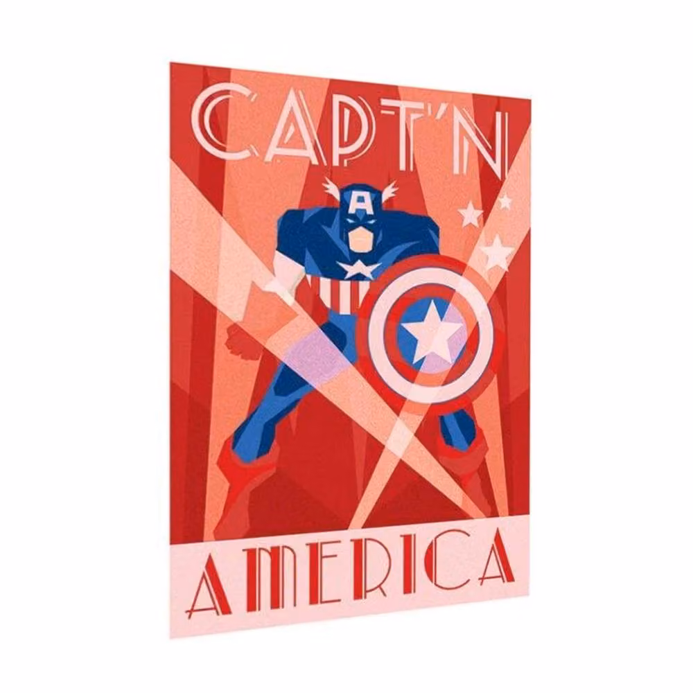 Captain America Logo Print Paper Poster in Red – 2