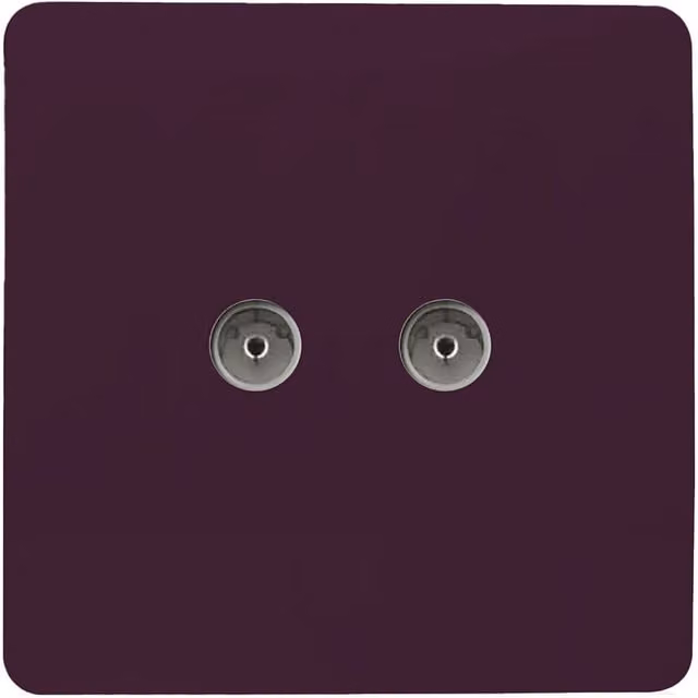Trendi Switch 2 Gang Female Co-Axial Flush Television Socket in Plum Purple