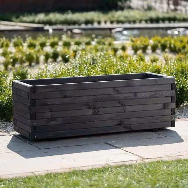 Primrose Yellow and Grey Wooden Raised Bed Trough Planter