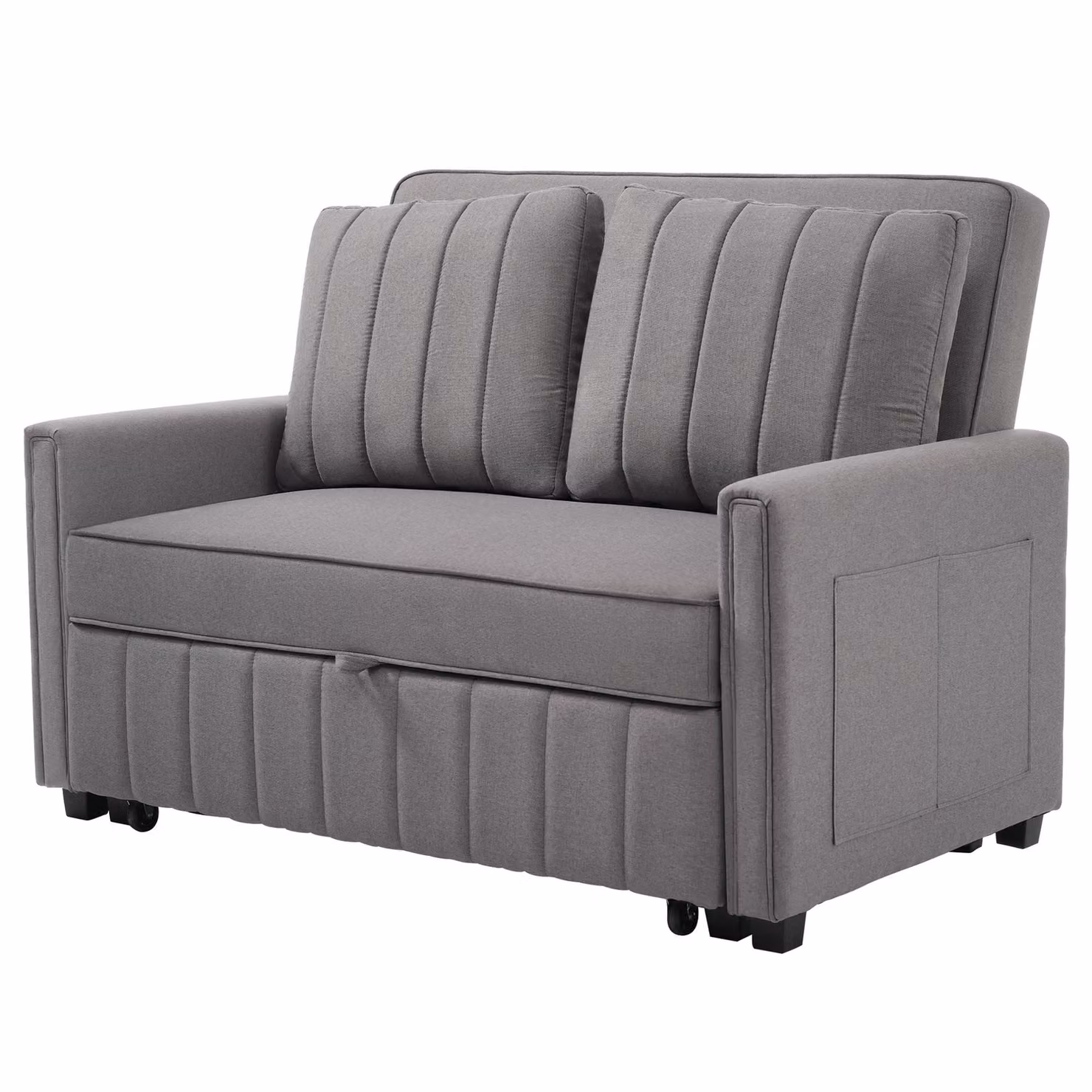 Aosom UK Multifunctional Folding Sofa Bed with Adjustable Backrest and 2 Cushions in Dark Grey, W/D/H: 127 x 75-180 x 94 cm – 2