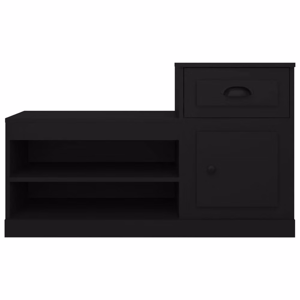 Berkfield Home Modern Black Wall Mounted Shoe Cabinet with Integrated Seat, W/D/H: 100 x 42 x 60 cm – 4