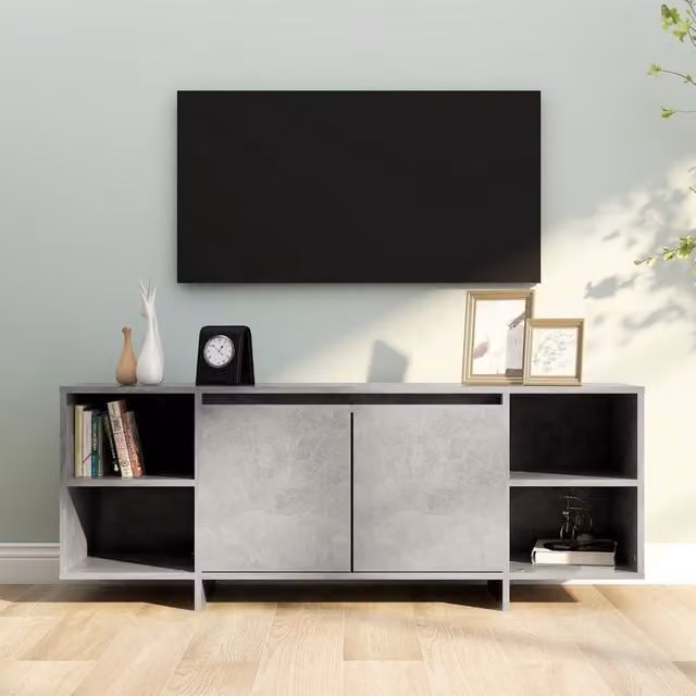 Berkfield Home Modern TV Cabinet in Concrete Grey, W/D/H: 130 x 35 x 50 cm