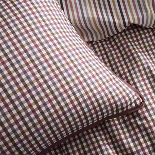 Appletree Micro Check Red Cotton Duvet Cover Set, Reversible and Breathable, W/D/H: 200 x 200 cm – 2