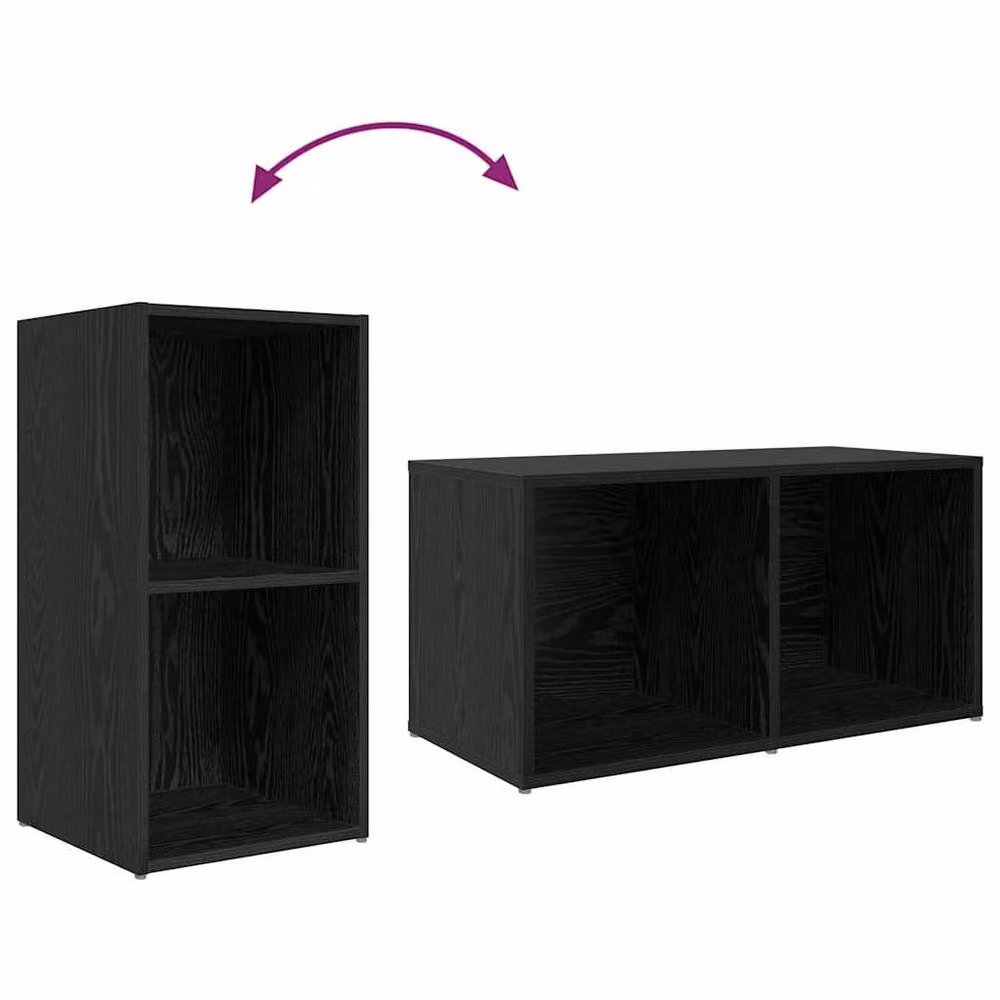 Berkfield Home 8-Piece TV Cabinet Set with Shelving and Storage in Black Oak Engineered Wood – 6