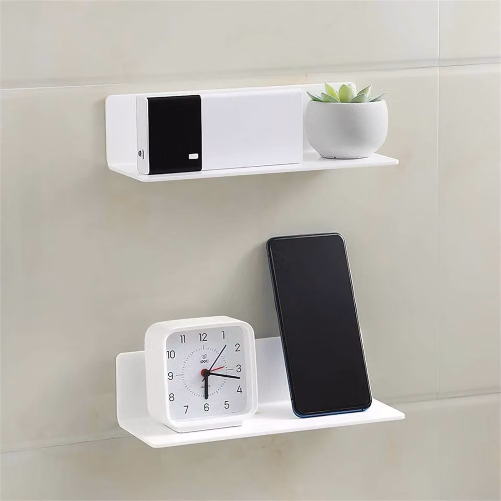 FLAVORA Set of 2 White Acrylic Floating Wall Shelves, Width: 50 cm – 2