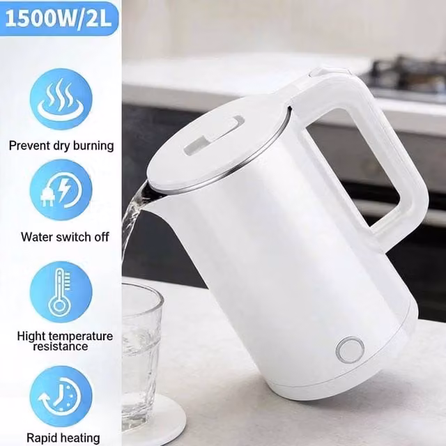 KORVIXA Cordless Electric Kettle, 1500W, 2L, White – 1