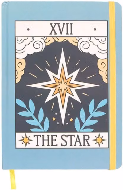 Kingsbury Gifts The Star Vintage Tarot Lined Hardcover Notebook, A5, Blue and Gold