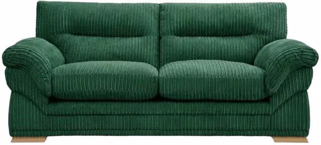 SOFASELECTION UK Amalfi 3 Seater Claude Sofa in Green Modern Plush Cord Fabric