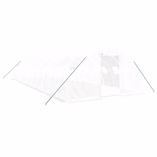 vidaXL White Greenhouse with Durable Polyethylene Cover and Sturdy Steel Frame, W/D/H: 12 x 4 x 2 m